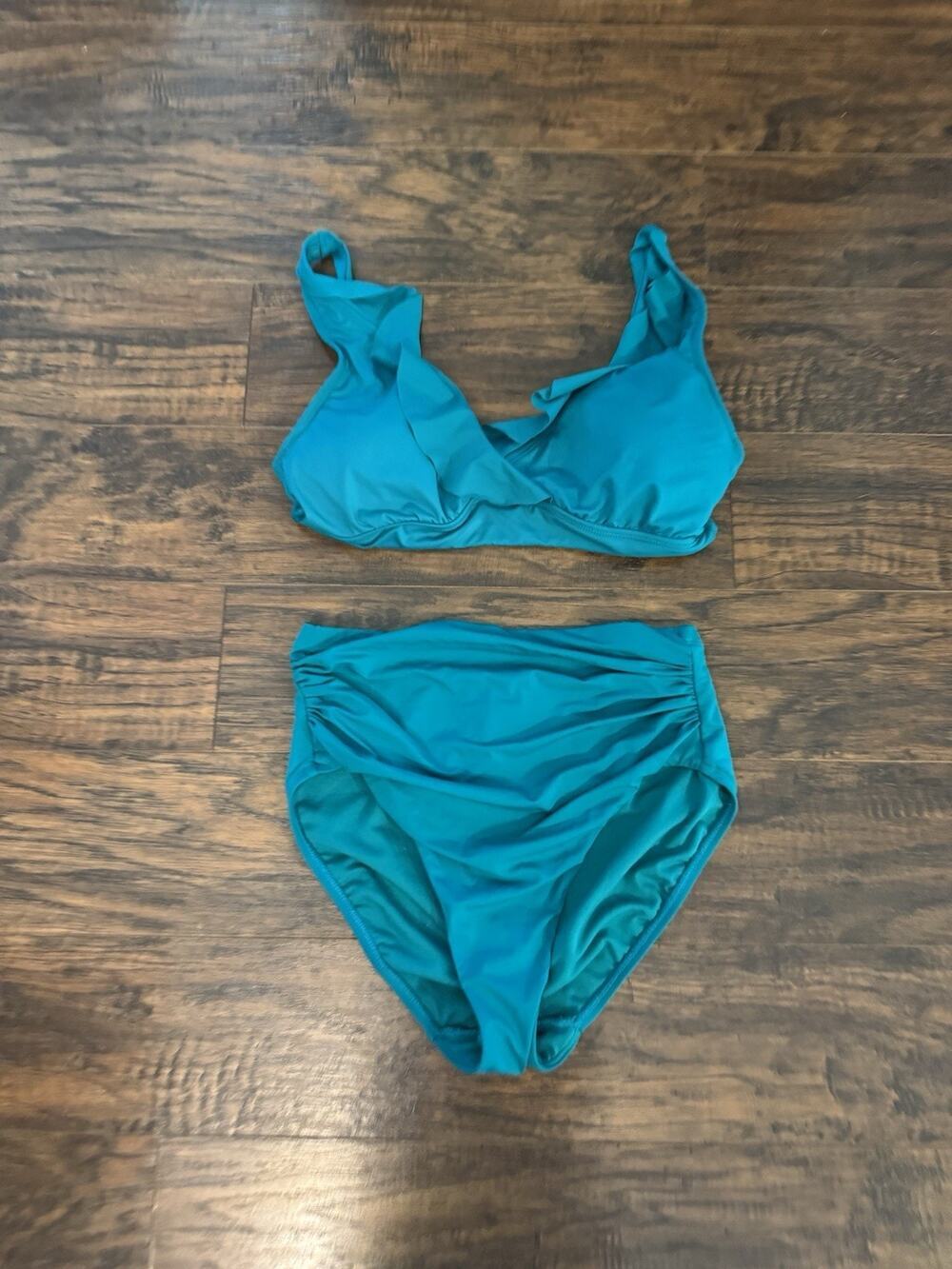 Lauren Ralph Lauren Swim Bikini Ruffled Top Size 12 High Waisted Bottom Sz:8